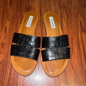Steve Madden Black Croc-Embossed Sandals